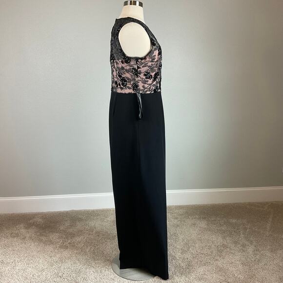 JS Collections Sequined Lace and Crepe Wide Leg Pant Jumpsuit Black Size 18 - Picture 3 of 12